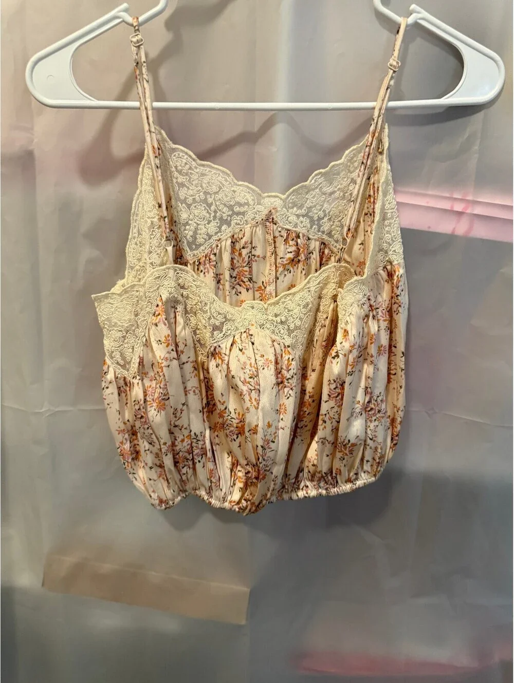 Free People Floral Lace Trim Cami Top XS NWT